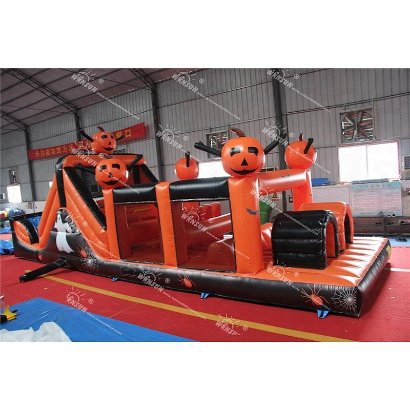 Coming festival inflatable Halloween pumpkin obstacles,inflatable Halloween combo slides,inflatable halloween assault sport game