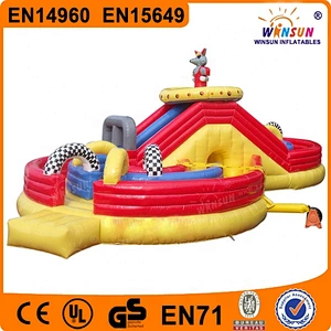 Large commercial cartoon bouncer inflatable Shape Slide for kid