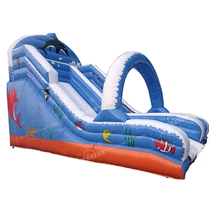 Long outdoor 0.55mm PVC Ocean inflatable adult slide for sale