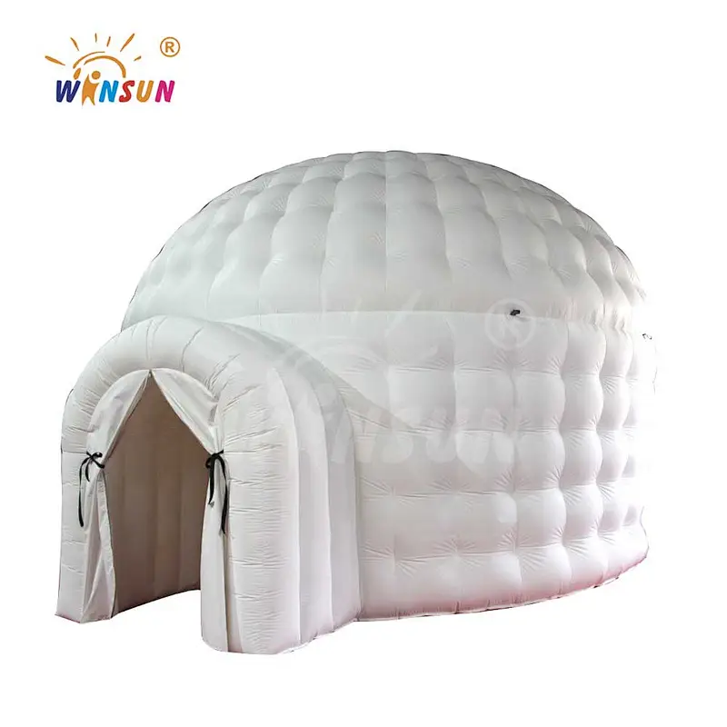 outdoor camping inflatable air dome tent,portable inflatable igloo tent,white inflatable igloo dome tent with 2 tunnels entrance
