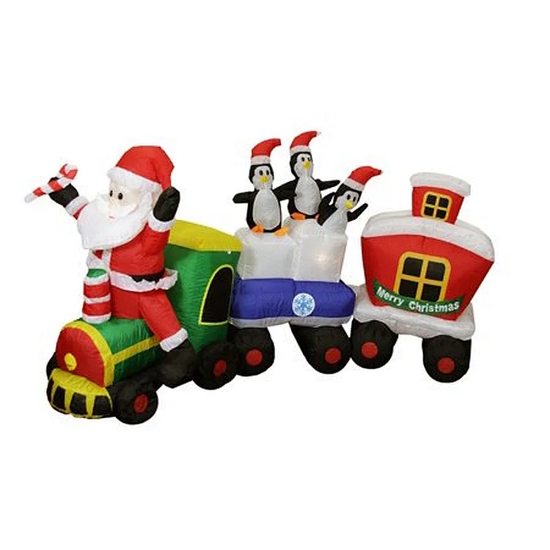 Inflatable Santa Claus Train Lighted Christmas Yard Art Decor