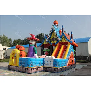 Alibaba inflatable halloween witch bounce house,inflatable halloween witch moonwalk,witch obstacle slide