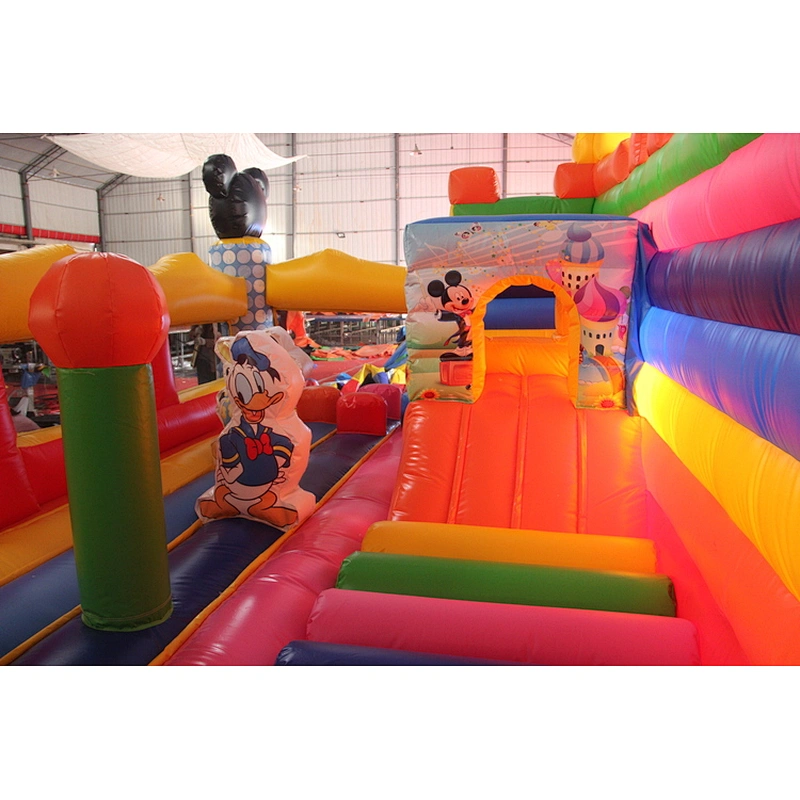 Amusement park cartoon theme bounce game,inflatable animal world bounce house, inflatable cartoon jumping trampolines for hire