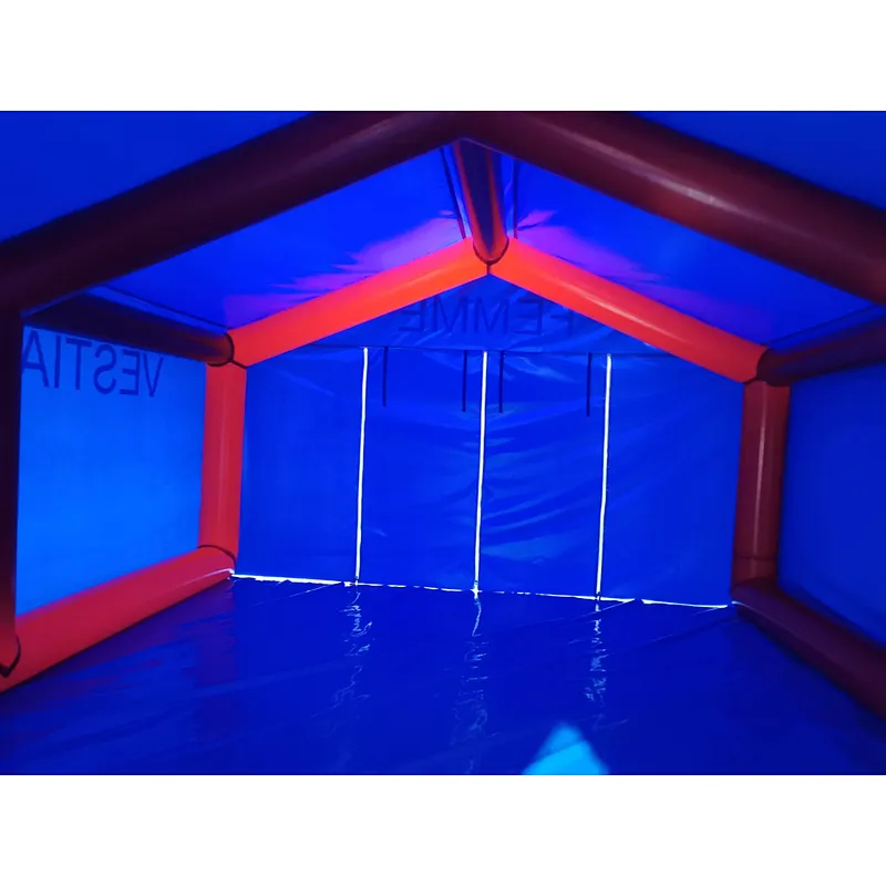 Portable airtight fitting room inflatable tent with separated chambers and doors for temporary inflatable structure