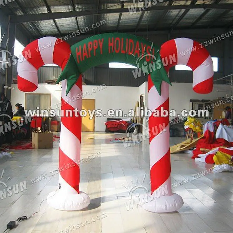 Giant inflatable christmas arch candy arch / inflatable santa claus and snow man arch for sale