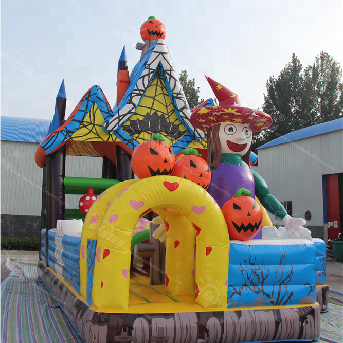 Alibaba inflatable halloween witch bounce house,inflatable halloween witch moonwalk,witch obstacle slide