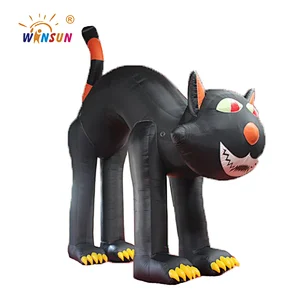 Animated inflatable Halloween black jack cat,All saints Day black cat, inflatable lawn decoration black cat