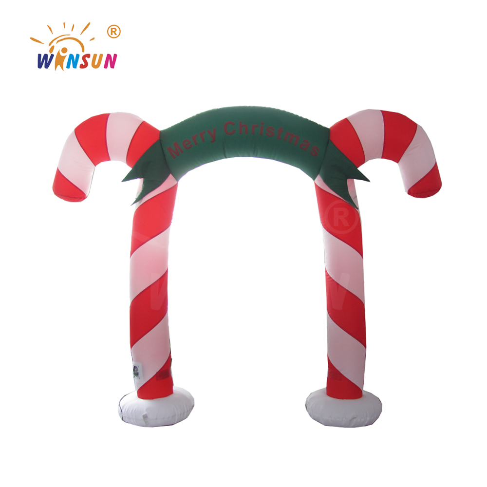 Inflatable Christmas Candy arch Entrance Decoration, Inflatable Cartoon Candy stick Arch With Gift Box