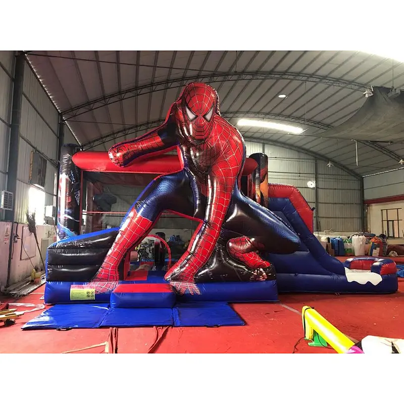 Spider man bouncy castle slide commercial kids jumping castle for sale, Custom jumping combo inflatable spider man bouncer