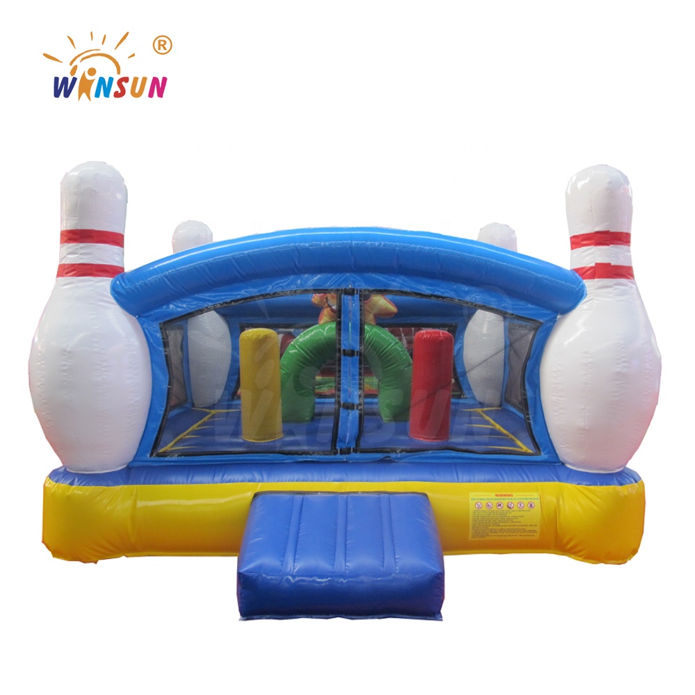 Air bowling shape moonwalk custom inflatable bowling castles, inflatable bowling sport games for rentals