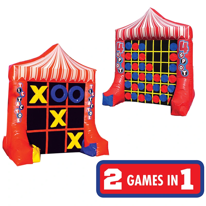 Double side inflatable 4 spot game and tic tac toe for kids and adults sport interactive fun,inflatable carnival 2 games in 1