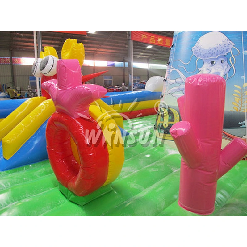16x8m giant inflatable seaworld slide, inflatable shark amusement fun city,Shark Design Inflatable Fun City Equipment