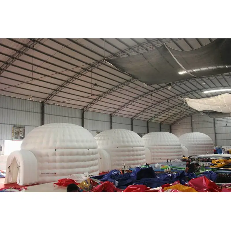 outdoor camping inflatable air dome tent,portable inflatable igloo tent,white inflatable igloo dome tent with 2 tunnels entrance