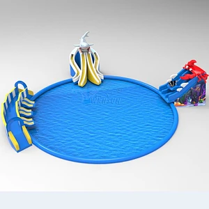 Commercial inflatable playground water park equipment, sea world theme amusement park water slide park for sale
