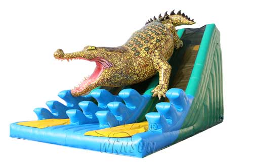 Inflatable King Crocodile Dual Slide