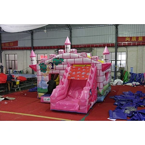 Pink inflatable castle jumping for kids