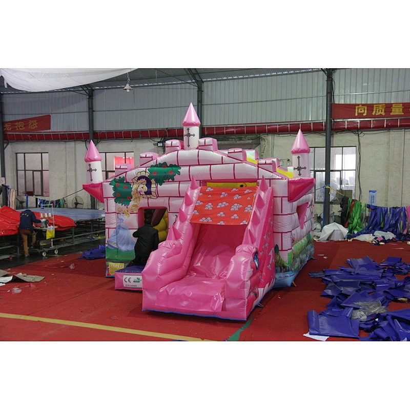 Pink inflatable castle jumping for kids
