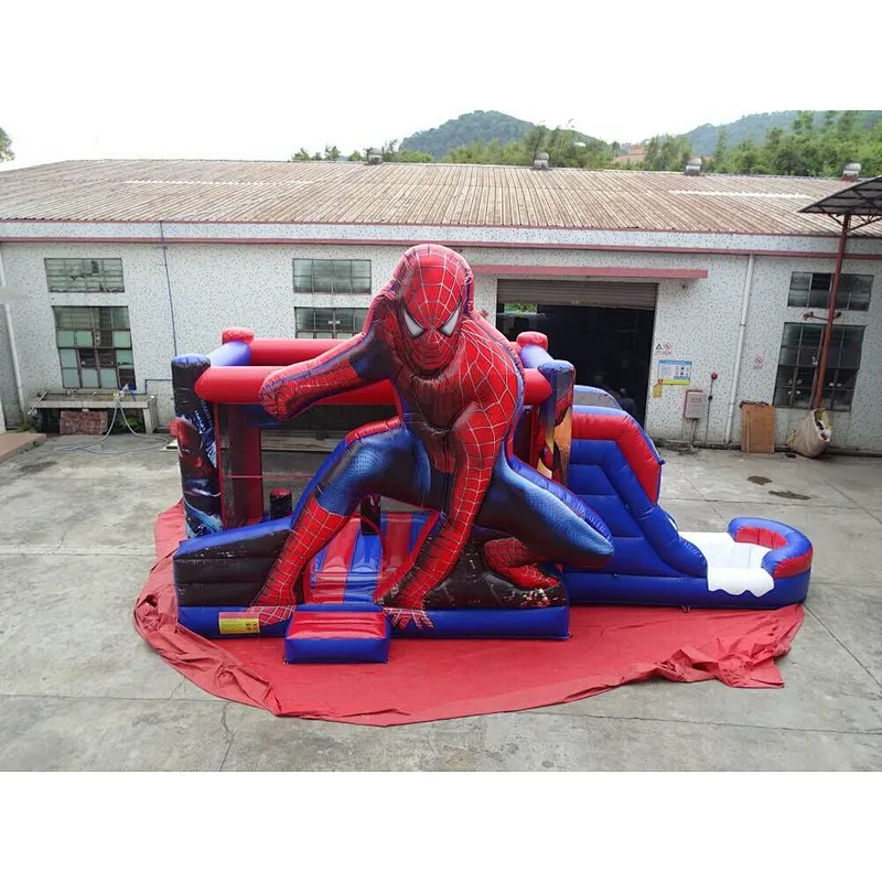 Spider man bouncy castle slide commercial kids jumping castle for sale, Custom jumping combo inflatable spider man bouncer