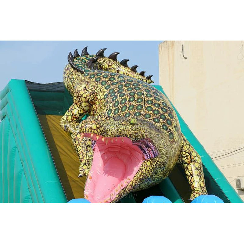 Inflatable King Crocodile Dual Slide