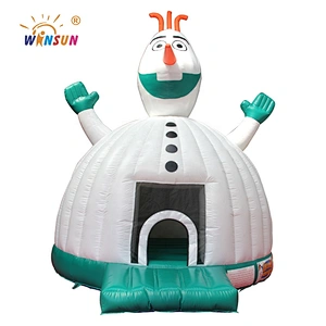 Amusement Cartoon theme inflatable snow man bouncers, inflatable cute jumping trampolines, air bouncy castles for rental