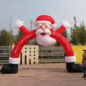 2019 Cute inflatable santa claus bow door, air constant christmas door way for sale