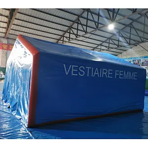 Portable airtight fitting room inflatable tent with separated chambers and doors for temporary inflatable structure
