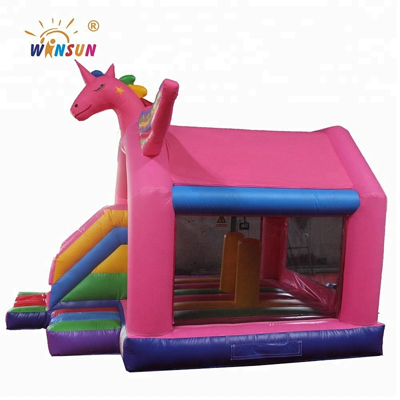Commercial inflatable bounce house with slide, inflatable bounce house unicorn