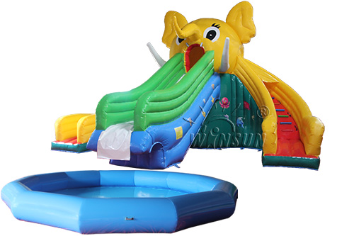 Elephant Water Slide W Inflatable Pool