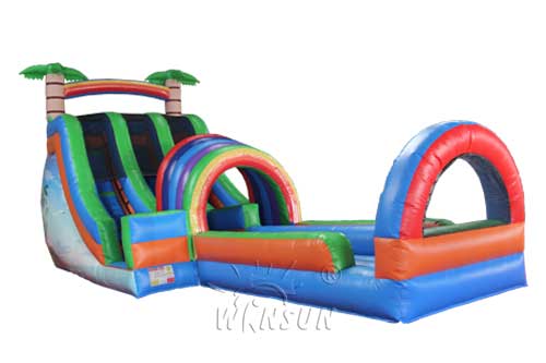 Dual Lane Water Slide with pool