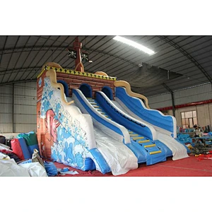 Blue Sea Wave Pirate Ship Water Slide