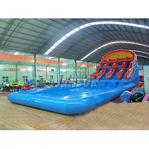 Inflatable water slide with pool