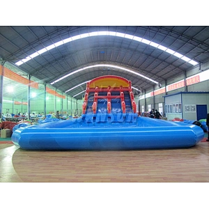 Inflatable water slide with pool
