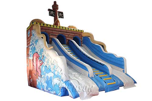 Blue Sea Wave Pirate Ship Water Slide