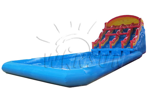 Inflatable water slide with pool