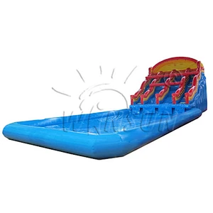 Inflatable water slide with pool