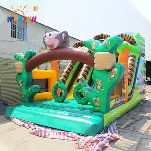 Jungle Monkey Inflatable Slide