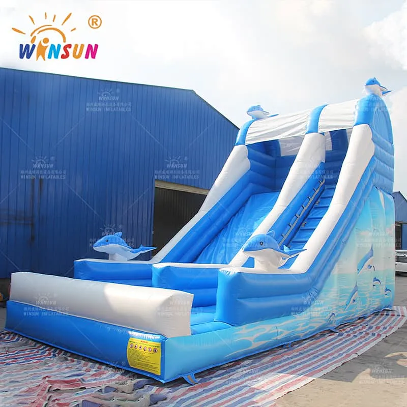 Dolphin Theme Inflatable Dry Slide
