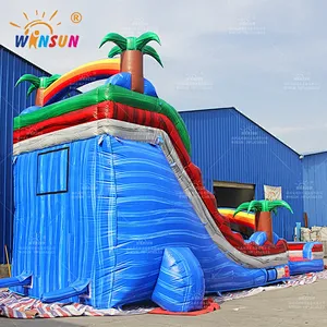 Tropical red and blue Marble Inflatable Water Slide