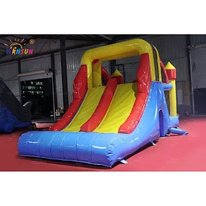 Inflatable slide with jumping castle