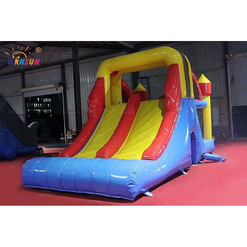 Inflatable slide with jumping castle
