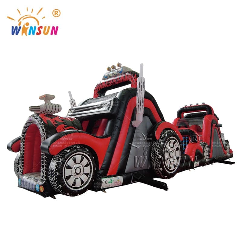 Commercial Inflatable Obstacle Course Crazy Racing Car theme