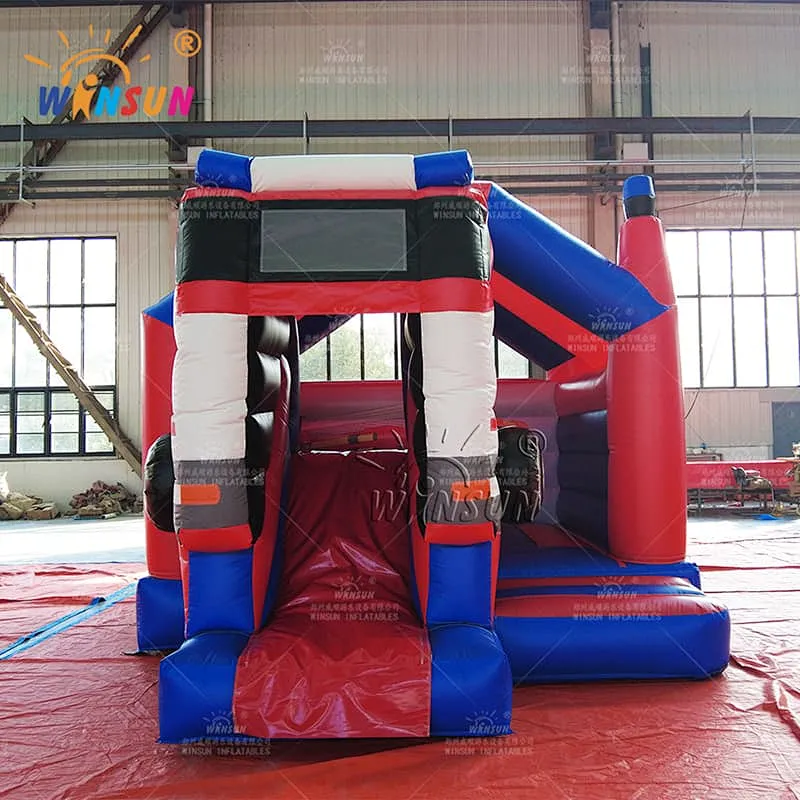 Inflatable Bouncer with Slide Fire Truck Theme