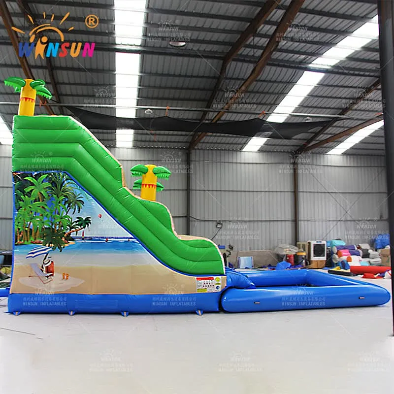 Inflatable Water Slide with Air-tight pool for Beach