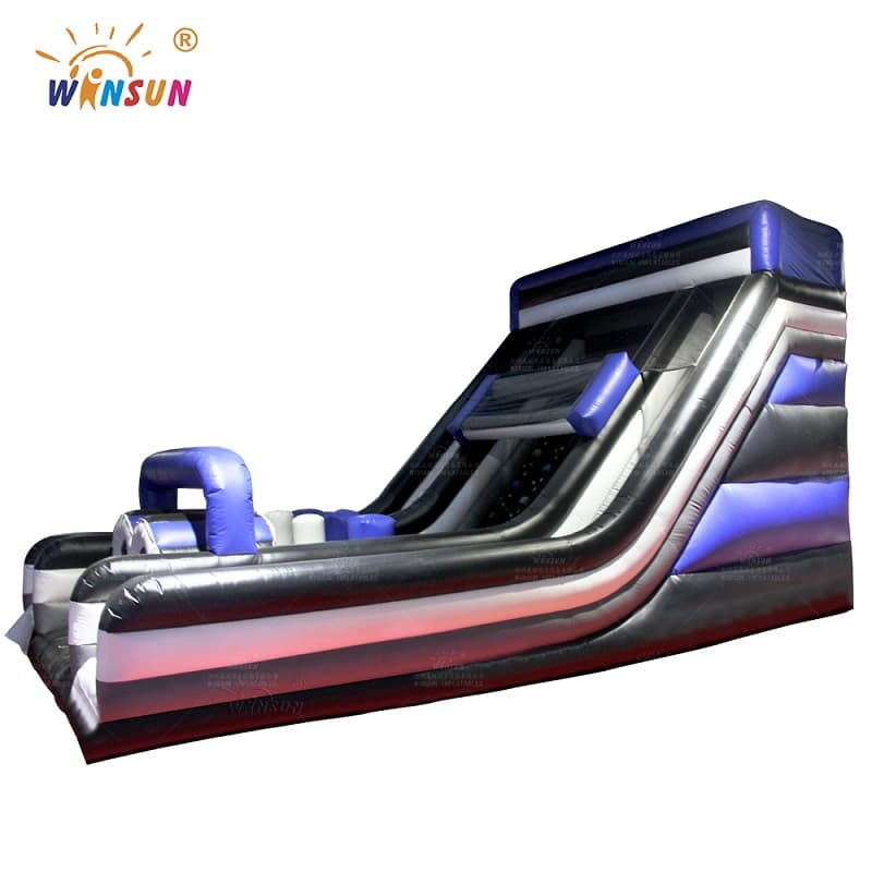 Dual lane inflatable slide