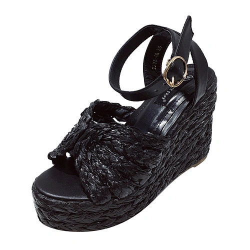 ISEEYOUFIRST Shoes Woman Wedge High Heels Shoes New Design 2020 Brand Fashion Hemp Solid Weave Peep-Toe Heels Sandal Beige Black