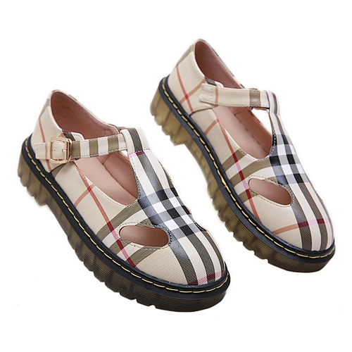 JX2018-26ISEEYOUFIRSTshoes women Popular New Style Wear-resistant Beef Tendon Constant Bottom Leopard T-shaped Hollow Flat Shoes