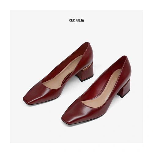 JJ30 ISEEYOUFIRST New Style Single Shoes Women's Middle Heel women's Square Head High Heel Thick Heel Single Shoes