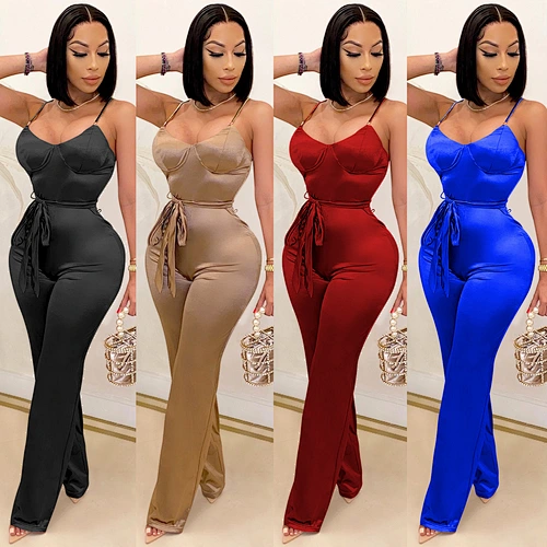 Ladies Bodycon Rompers Strap Sleeveless Nightclub Wear Summer Women One Piece Long Jumpsuits