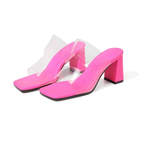 PL0081 ISEEYOUFIRST shoes women Candy color Square Head Sandals Spot women's Large Sandals Transparent Belt Sandals