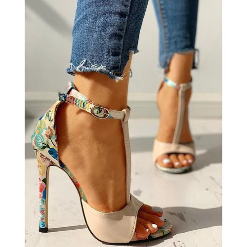 XMA06  Women Shoes 2021 High Heel Fashion Personality Elegant Women Shoes Peep Toe Buckle Strap Summer Sandals